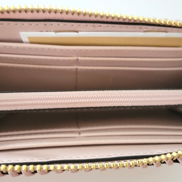 Michael Kors Jet Set Travel Large Three Quarter Zip Wallet Powder Blush Leather - Picture 6 of 6